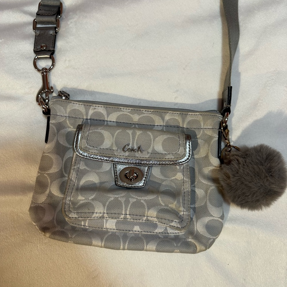 Coach Silver Crossbody in Signature Canvas